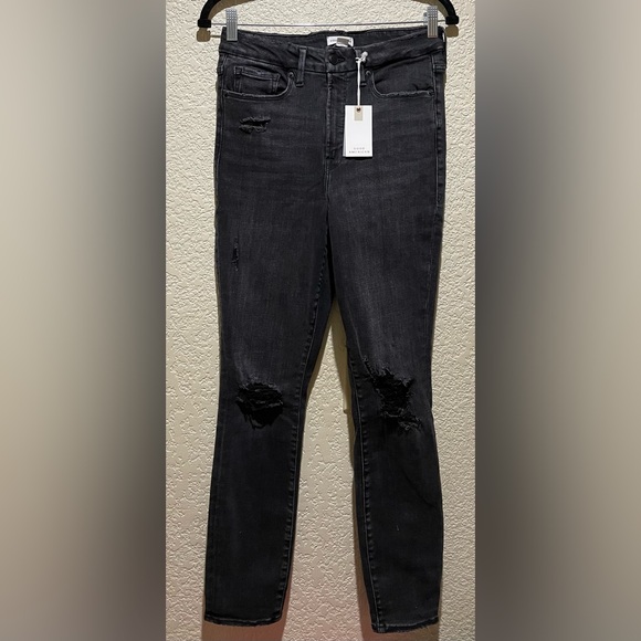 Good American NWT Good Legs Black Distressed Skinny Jeans Size 8 - Picture 2 of 8